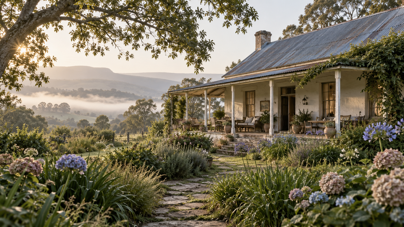 Country homestead landscape